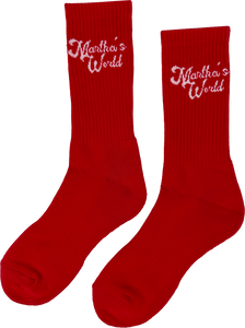Martha's World: Red & White Logo Socks