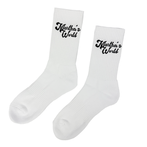 Martha's World: White & Black Logo Socks