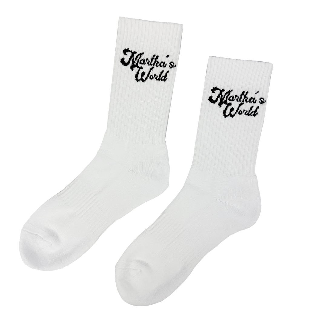 Martha's World: White & Black Logo Socks