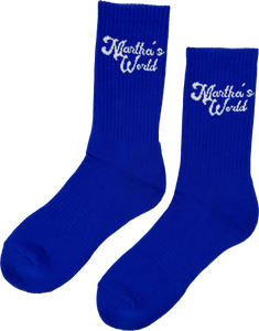 Martha's World: Blue & White Logo Socks