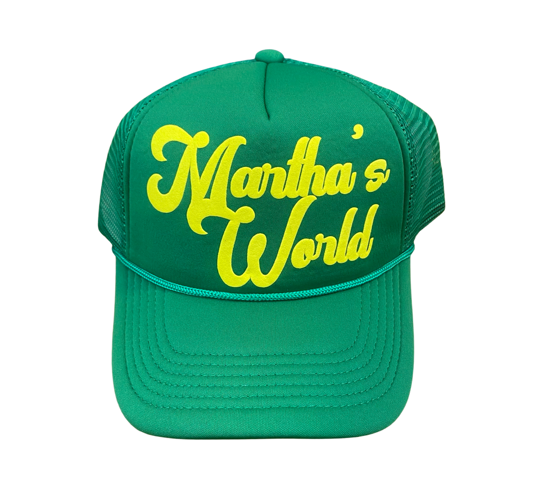 Martha's World: Puff Print Green Trucker Hat
