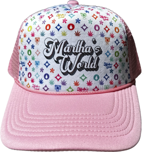 Martha's World: Light Pink Patterned Trucker Hat