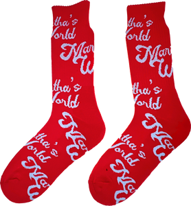 Martha's World: Red & Light Blue Colorway Socks